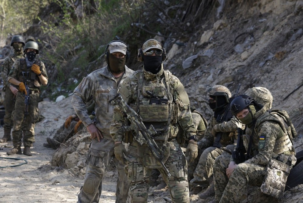 Members of the Siberian Battalion attend their military training on a shooting range near Kyiv, Ukraine, 10 April 2024. Photo: EPA-EFE/SERGEY DOLZHENKO
