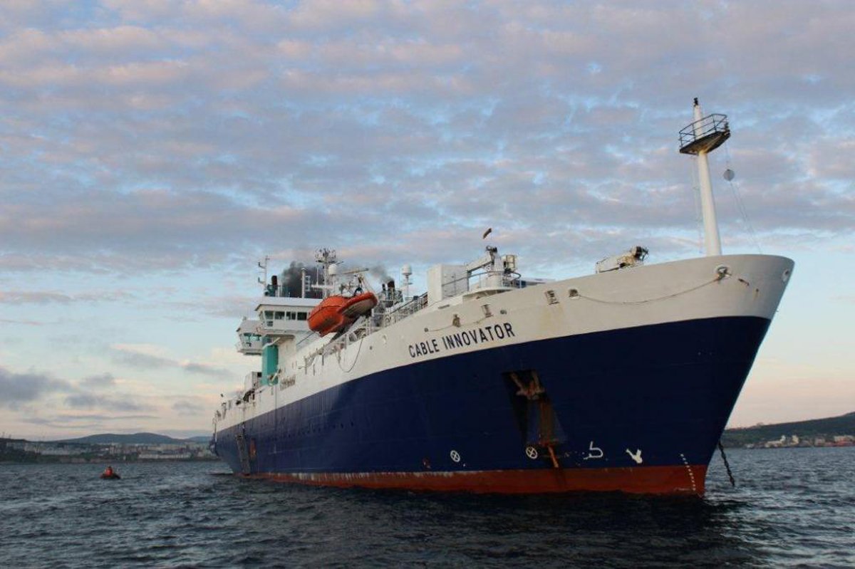 Корабль-кабелеукладчик подводной волоконно-оптической линии связи Cable Innovator. Фото: Ростелеком