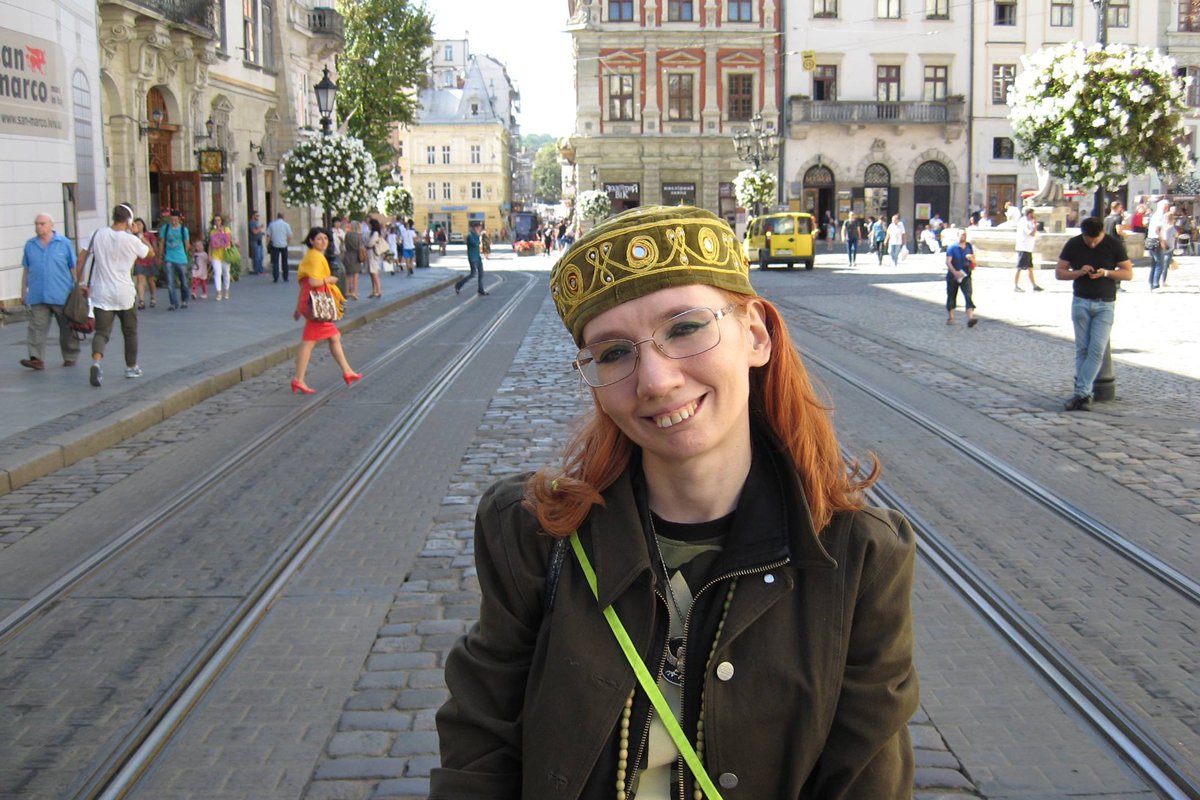 Евгения Бильченко на центральной площади Львова, 2016 год. Фото с личной страницы в Facebook