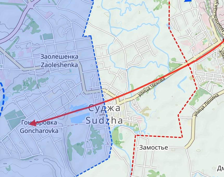 Движение российских войск (красная стрелка) и позиции украинцев (голубой фон). Фото: «Агентство»