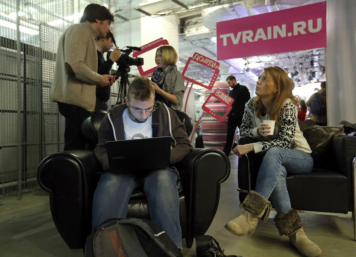 Студия телеканала «Дождь» в Москве, Россия, 4 февраля 2014 года. Фото: Сергей Чириков / EPA