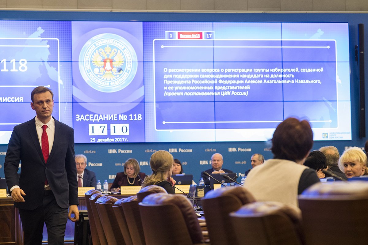 Navalny in December 2017 after Russia’s Central Election Commission rejected his candidacy in the presidential election. Photo: Yevgeny Feldman