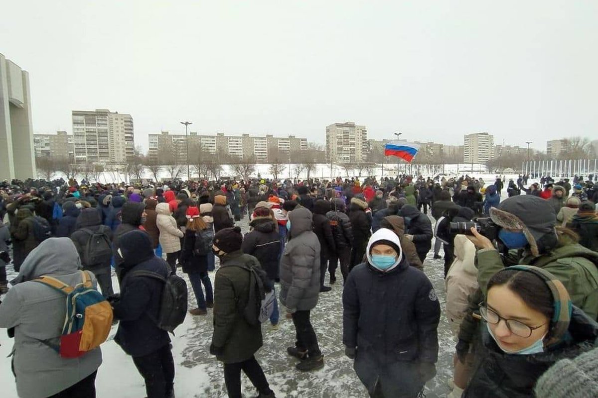 Митинг в поддержку Алексея Навального в Перми, 23 января 2021 года. Фото: сайт пермской деловой газеты «Бизнес класс»