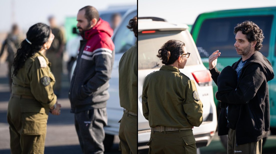 Ярден Бибас и Офер Кальдерон в сопровождении представителей израильской армии. Фото: ЦАХАЛ