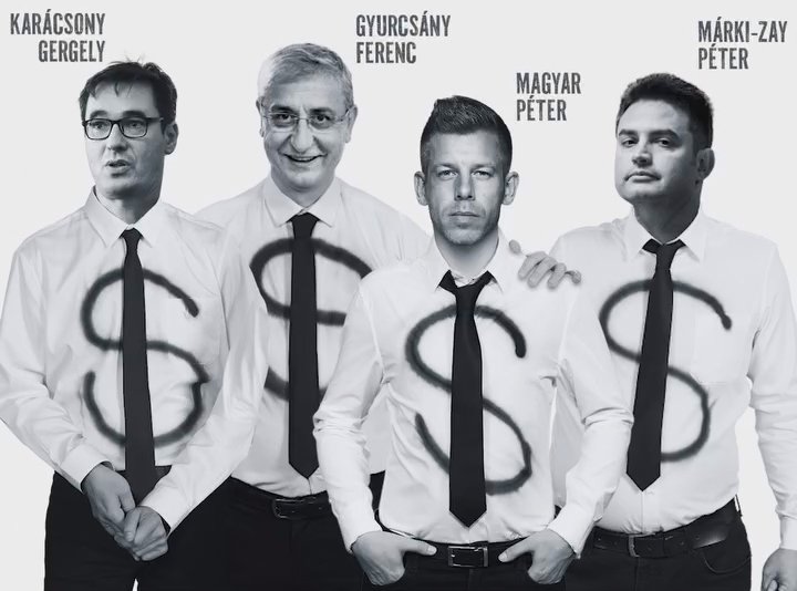 Коллаж с оппозиционными политиками Венгрии (слева направо): мэр Будапешта Гергей Карачонь, бывший премьер-министр страны Ференц Дьюрчань, новый лидер оппозиции Петер Мадьяр, предыдущей лидер оппозиции Петер Марки-Заи. Фото: Civil Összefogás Fórum / Facebook
