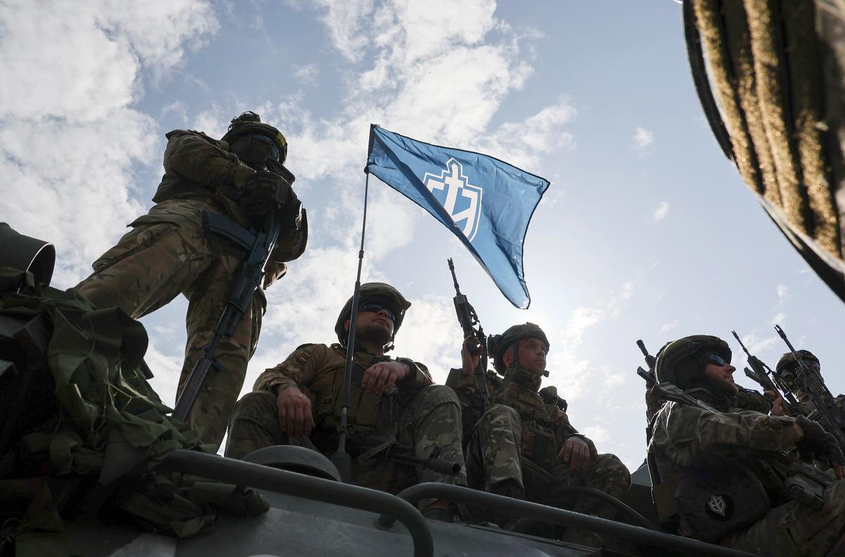 Members of the Russian Volunteer Corps and Freedom of Russia Legion, 24 May 2023. Photo: EPA-EFE / SERGEY KOZLOV