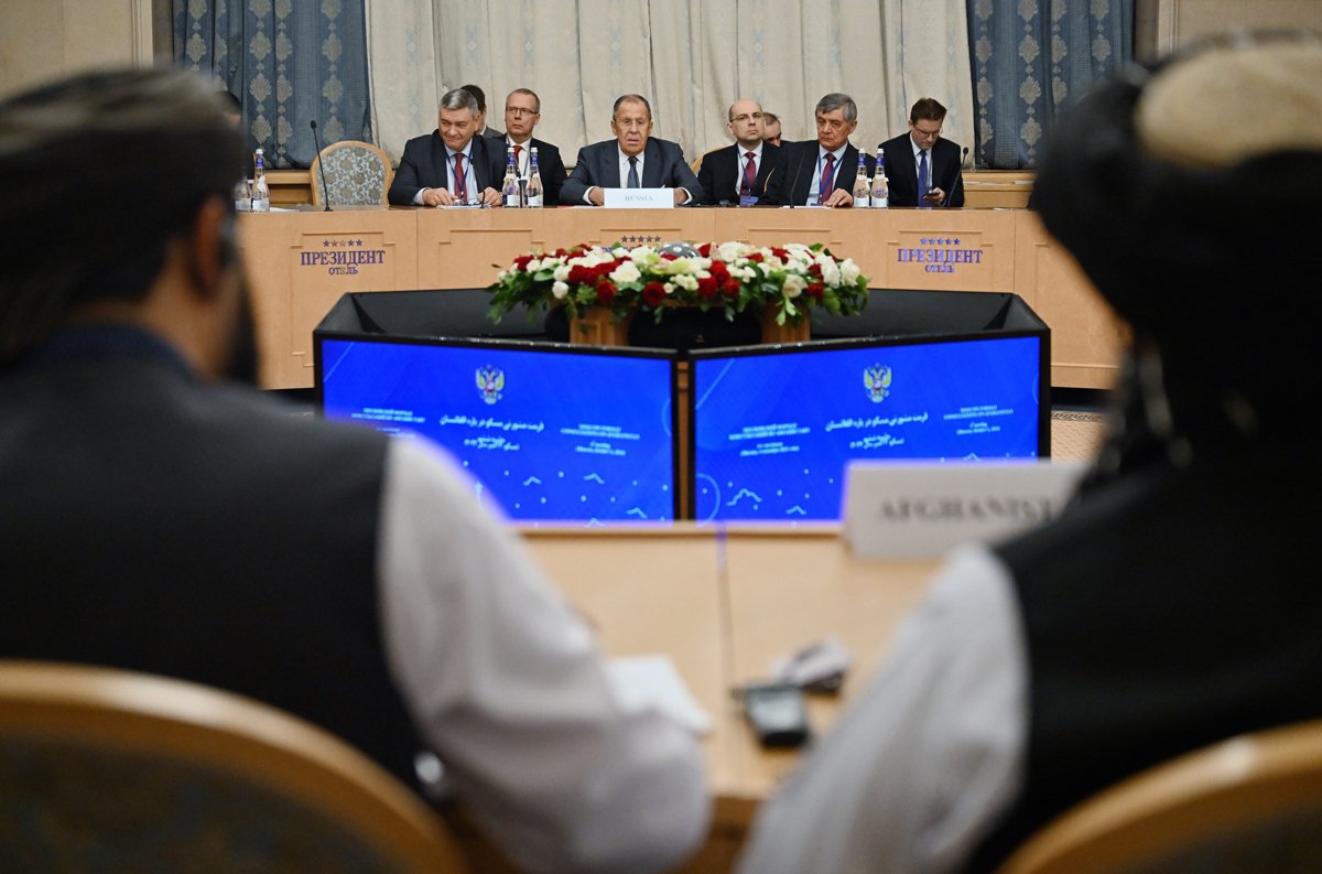 Сергей Лавров и представители российского МИДа на встрече по Афганистану в Москве, 4 октября 2024 года. Фото: Игорь Иванько / Коммерсантъ / Sipa USA / Vida Press