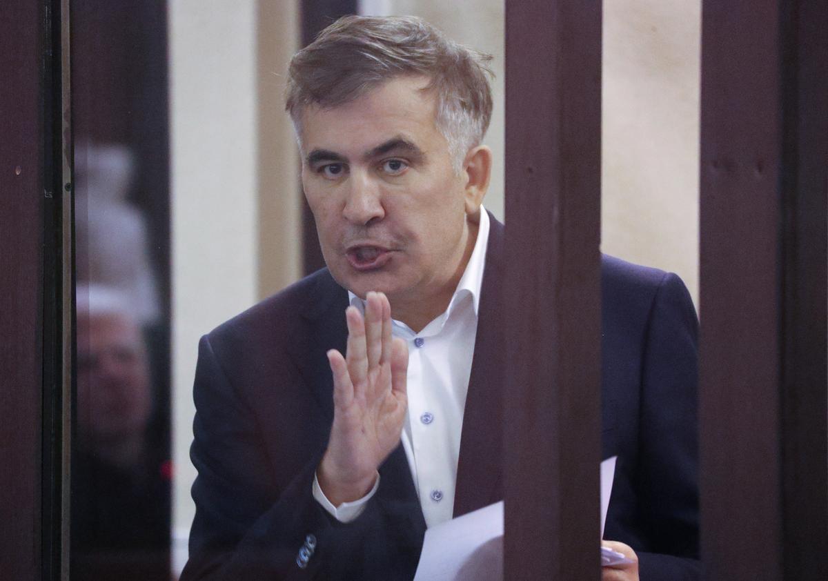 Former Georgian President Mikheil Saakashvili in court in Tbilisi, Georgia, 2 December 2021. Photo: EPA-EFE / IRAKLI GEDENIDZE